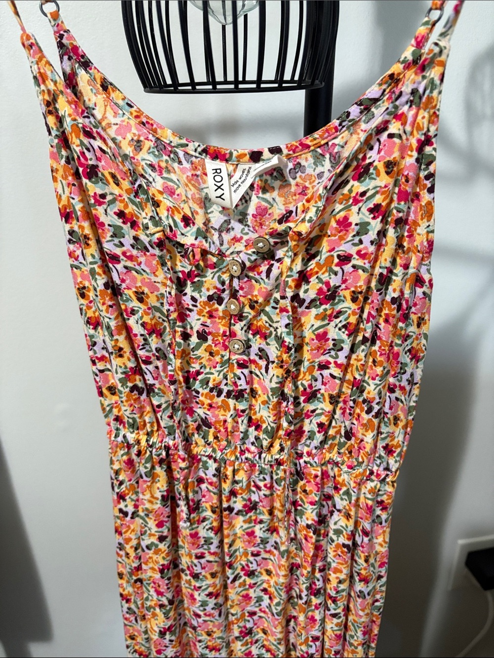 Roxy Floral Midi Dress in Pink, Yellow & Green